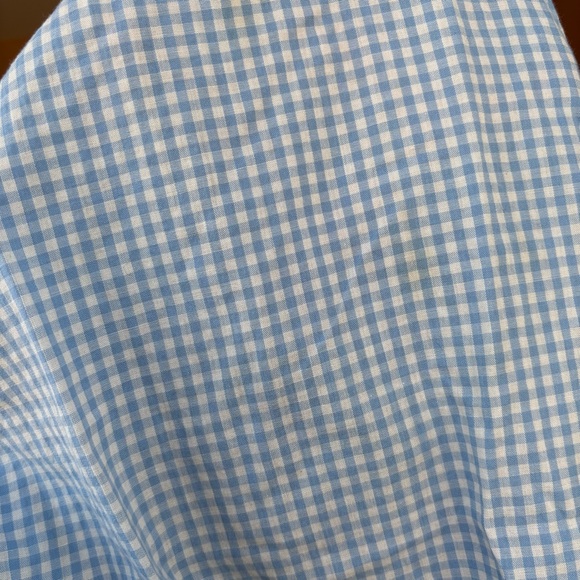 Vintage Handmade Apron Cross Stitch Embroidery Blue Gingham Hearts - Picture 13 of 13